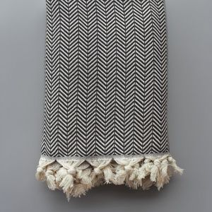 Black and Cream Chevron Throw Blanket